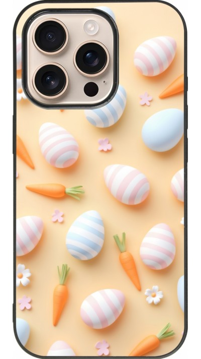 Coque iPhone 16 Pro - Silicone rigide noir Easter 2026 Pattern Easter
