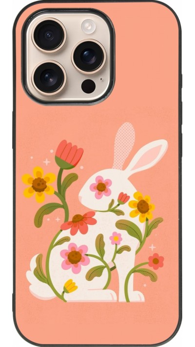 Coque iPhone 16 Pro - Silicone rigide noir Easter 2026 Rabbit collage