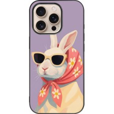 Coque iPhone 16 Pro - Silicone rigide noir Easter 2026 Rabbit with scarf