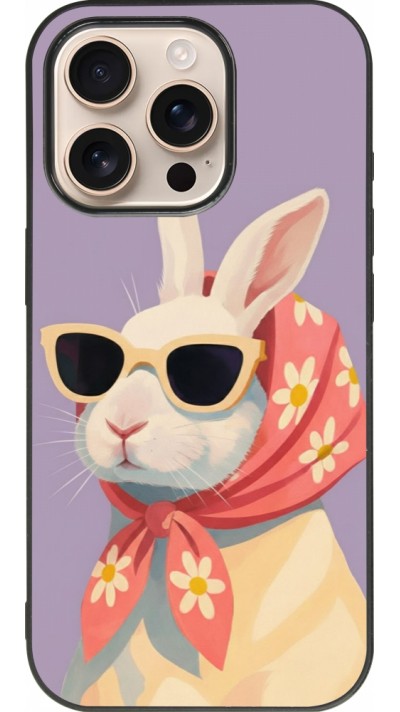Coque iPhone 16 Pro - Silicone rigide noir Easter 2026 Rabbit with scarf