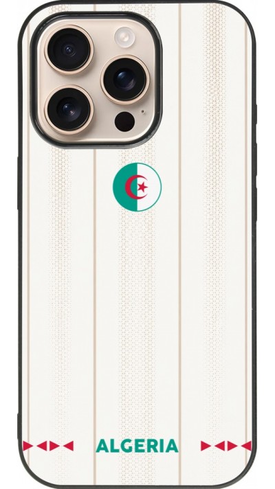 Coque iPhone 16 Pro - Silicone rigide noir Maillot de football Algérie 2026 personnalisable