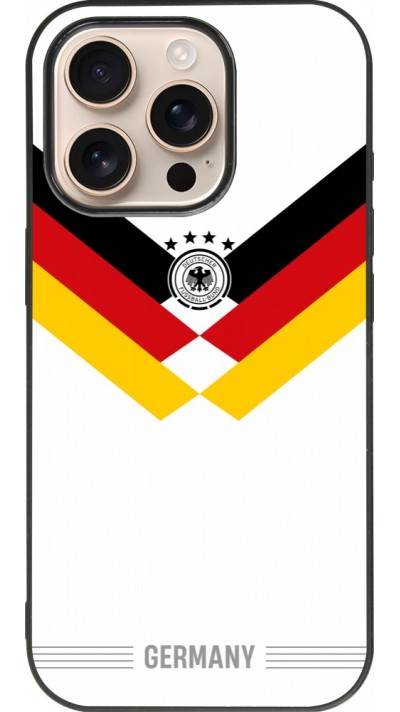Coque iPhone 16 Pro - Silicone rigide noir Maillot de football Allemagne 2026 personnalisable