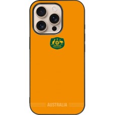 Coque iPhone 16 Pro - Silicone rigide noir Maillot de football Australie 2026 personnalisable