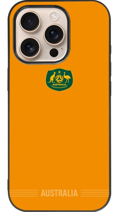 Coque iPhone 16 Pro - Silicone rigide noir Maillot de football Australie 2026 personnalisable