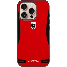 Coque iPhone 16 Pro - Silicone rigide noir Maillot de football Autriche 2026 personnalisable