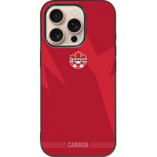 Coque iPhone 16 Pro - Silicone rigide noir Maillot de football Canada 2026 personnalisable