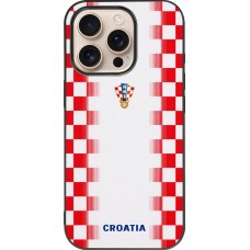 Coque iPhone 16 Pro - Silicone rigide noir Maillot de football Croatie 2026 personnalisable