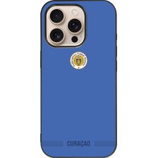 Coque iPhone 16 Pro - Silicone rigide noir Maillot de football Curaçao 2026 personnalisable