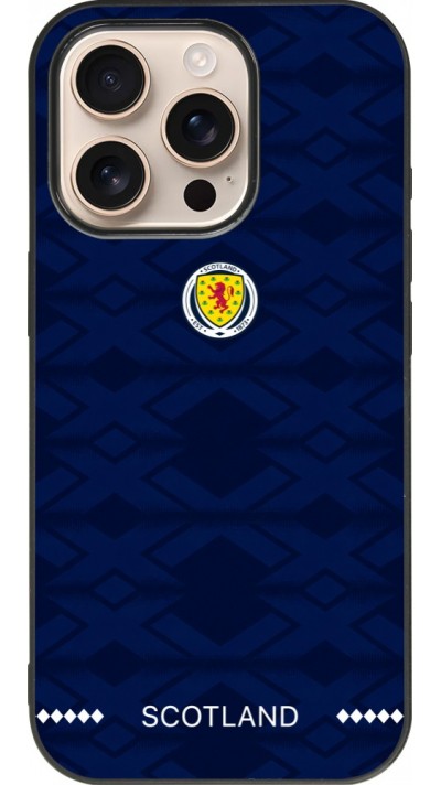 Coque iPhone 16 Pro - Silicone rigide noir Maillot de football Ecosse 2026 personnalisable