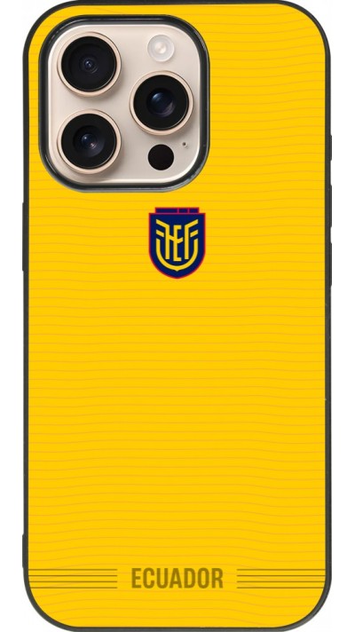 Coque iPhone 16 Pro - Silicone rigide noir Maillot de football E?quateur 2026 personnalisable