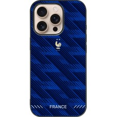 Coque iPhone 16 Pro - Silicone rigide noir Maillot de football France 2026 personnalisable