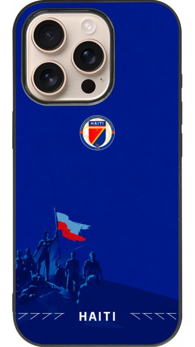Coque iPhone 16 Pro - Silicone rigide noir Maillot de football Haiti 2026 personnalisable