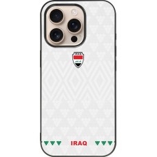 Coque iPhone 16 Pro - Silicone rigide noir Maillot de football Irak 2026 personnalisable