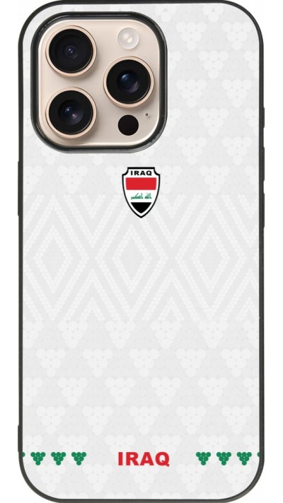 Coque iPhone 16 Pro - Silicone rigide noir Maillot de football Irak 2026 personnalisable