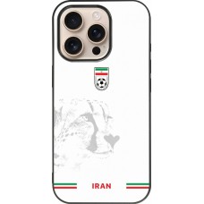 Coque iPhone 16 Pro - Silicone rigide noir Maillot de football Iran 2026 personnalisable