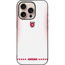 Coque iPhone 16 Pro - Silicone rigide noir Maillot de football Jordanie 2026 personnalisable