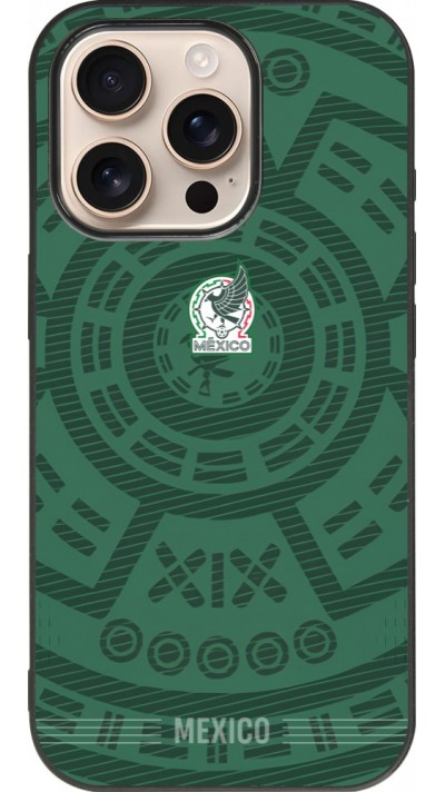 Coque iPhone 16 Pro - Silicone rigide noir Maillot de football Mexique 2026 personnalisable