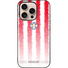 Coque iPhone 16 Pro - Silicone rigide noir Maillot de football Paraguay 2026 personnalisable