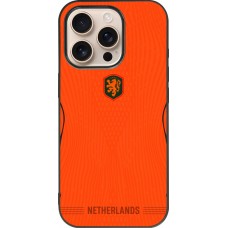 Coque iPhone 16 Pro - Silicone rigide noir Maillot de football Pays-Bas 2026 personnalisable