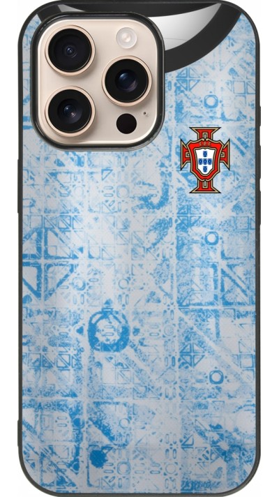 iPhone 16 Pro Case Hülle - Silikon schwarz Portugal Away personalisierbares Fussballtrikot