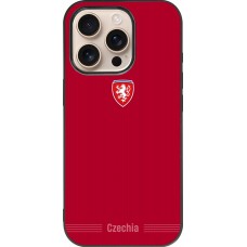Coque iPhone 16 Pro - Silicone rigide noir Maillot de football Répuplique Tchèque 2026 personnalisable