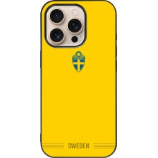 Coque iPhone 16 Pro - Silicone rigide noir Maillot de football Suède 2026 personnalisable