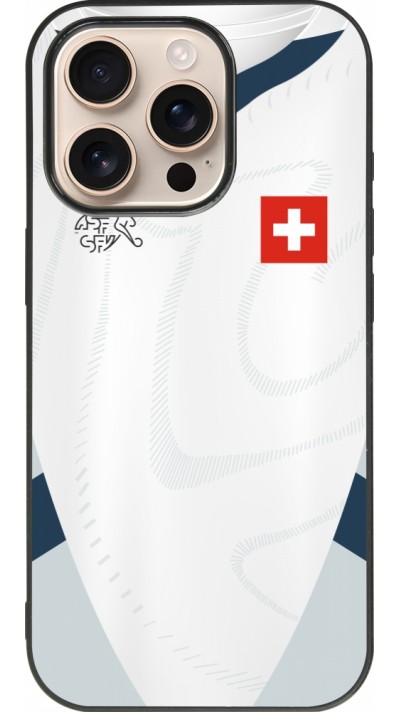 iPhone 16 Pro Case Hülle - Silikon schwarz Schweiz Away personalisierbares Fussballtrikot