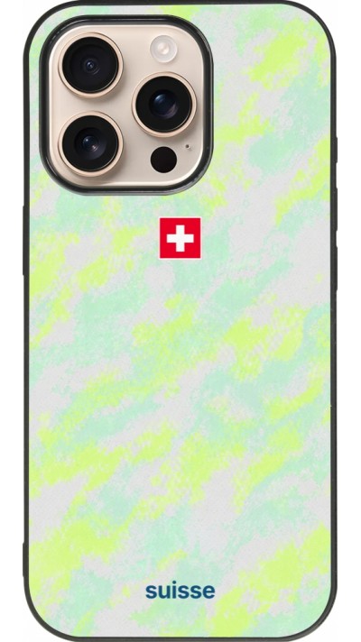 Coque iPhone 16 Pro - Silicone rigide noir Maillot de football Suisse Away 2026 personnalisable