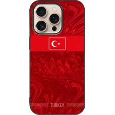 Coque iPhone 16 Pro - Silicone rigide noir Maillot de football Turquie 2026 personnalisable