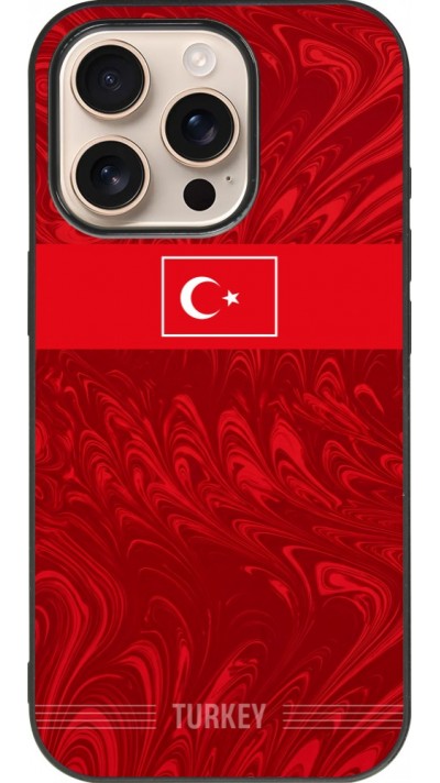 Coque iPhone 16 Pro - Silicone rigide noir Maillot de football Turquie 2026 personnalisable