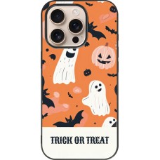 Coque iPhone 16 Pro - Silicone rigide noir Halloween 2025 Trick treat