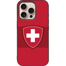 Coque iPhone 16 Pro - Silicone rigide noir Hockey World Championship Ecusson Suisse