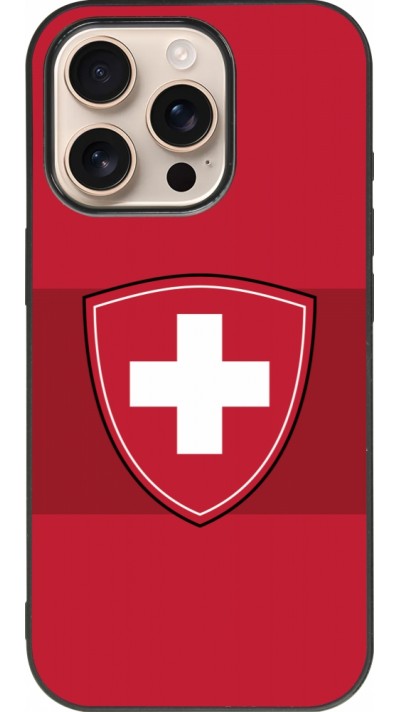Coque iPhone 16 Pro - Silicone rigide noir Hockey World Championship Ecusson Suisse