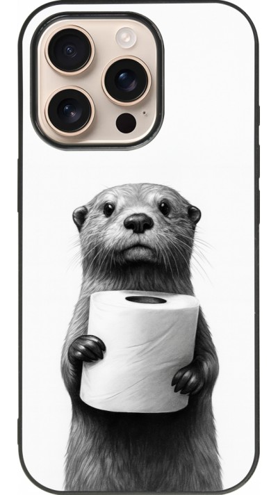 iPhone 16 Pro Case Hülle - Silikon schwarz Otter Toilettenpapier
