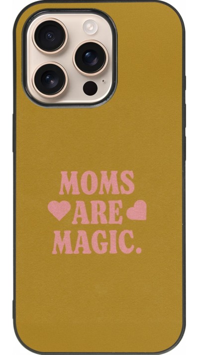 Coque iPhone 16 Pro - Silicone rigide noir Mom 2026 Are Magic