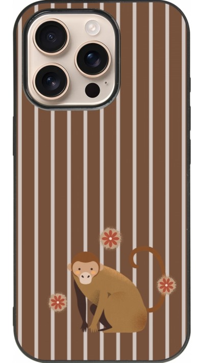 iPhone 16 Pro Case Hülle - Silikon schwarz Monkey with stripes