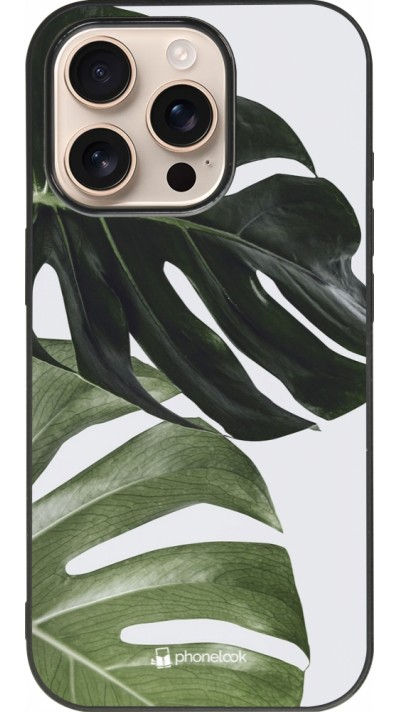 iPhone 16 Pro Case Hülle - Silikon schwarz Monstera Plant