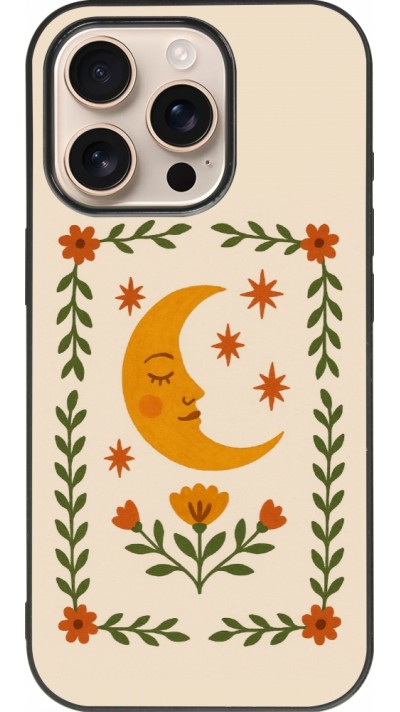 Coque iPhone 16 Pro - Silicone rigide noir Half moon stamp 2026