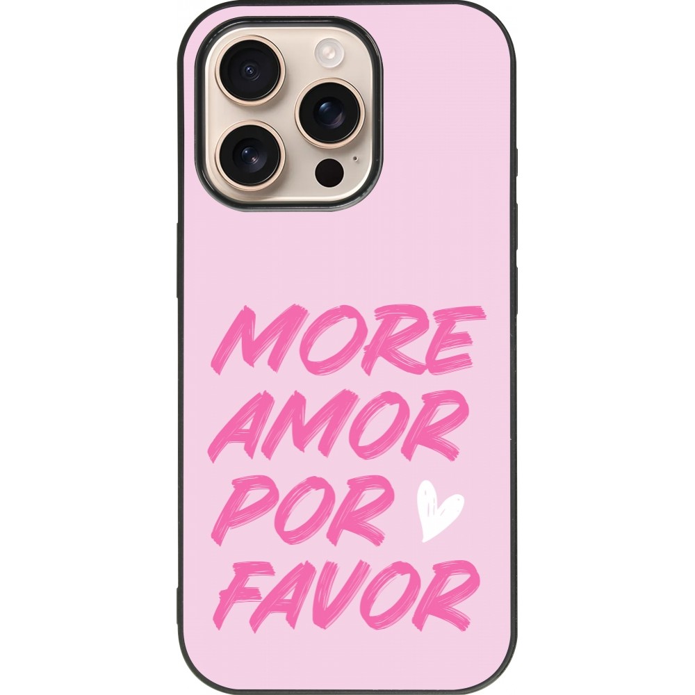 iPhone 16 Pro Case Hülle - Silikon schwarz More amor porfavor