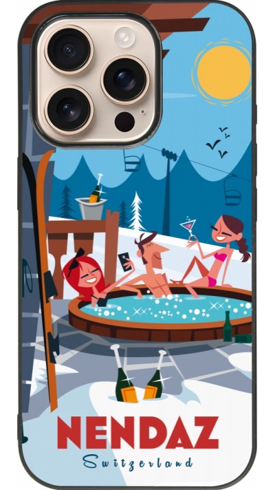 iPhone 16 Pro Case Hülle - Silikon schwarz Nendaz Mountain Jacuzzi