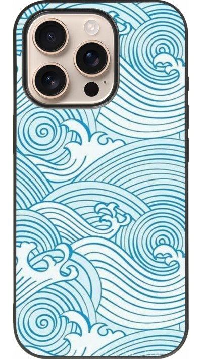 iPhone 16 Pro Case Hülle - Silikon schwarz Ocean Waves