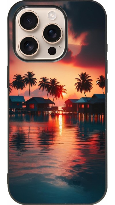 iPhone 16 Pro Case Hülle - Silikon schwarz Paradies Malediven
