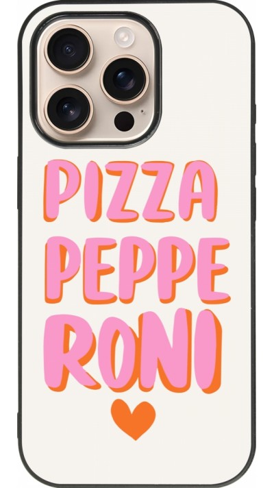 Coque iPhone 16 Pro - Silicone rigide noir Pizza pepperoni 2026