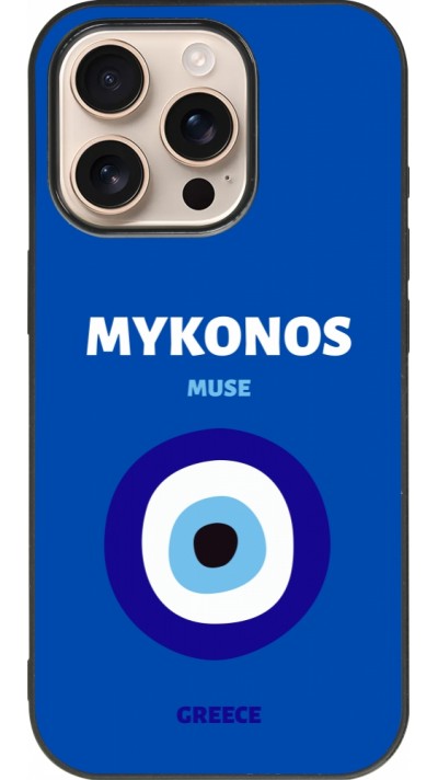 iPhone 16 Pro Case Hülle - Silikon schwarz Pop Summer Destination Mykonos