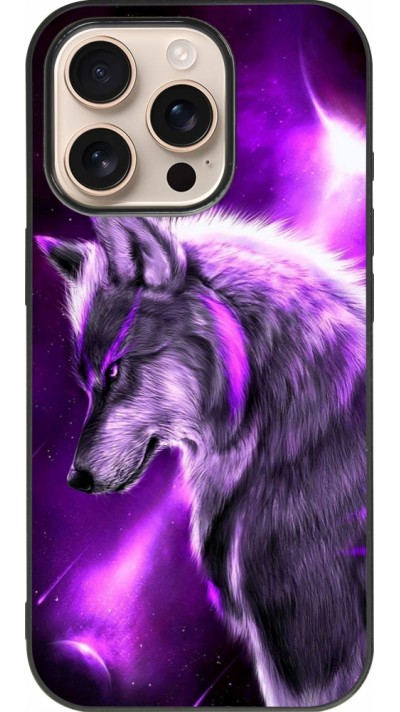 iPhone 16 Pro Case Hülle - Silikon schwarz Purple Sky Wolf
