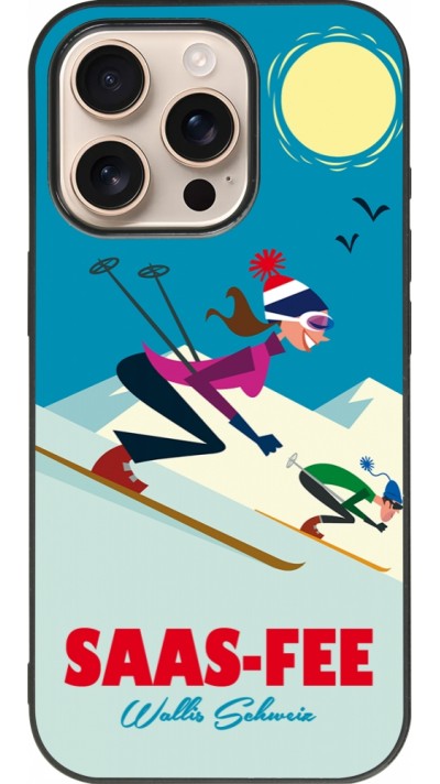 iPhone 16 Pro Case Hülle - Silikon schwarz Saas-Fee Ski Downhill