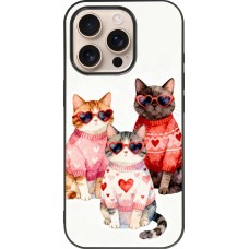 Coque iPhone 16 Pro - Silicone rigide noir Saint Valentines Day 26 Cat Love