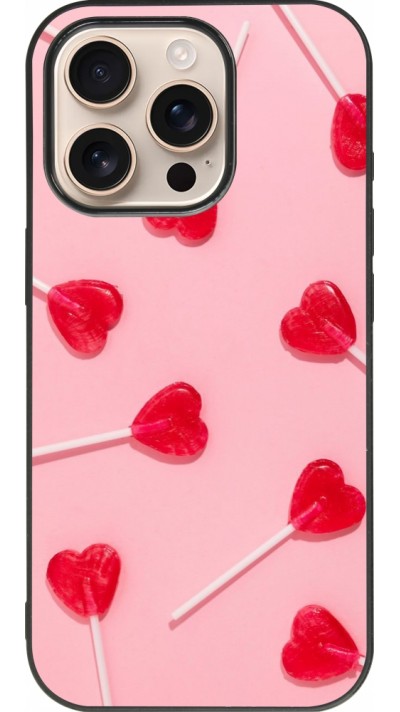 Coque iPhone 16 Pro - Silicone rigide noir Saint Valentines Day 26 Lollipop
