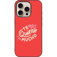 Coque iPhone 16 Pro - Silicone rigide noir Saint Valentines Day 26 Te quiero mucho