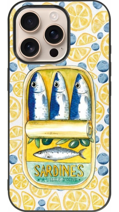 Coque iPhone 16 Pro - Silicone rigide noir Sardines in oil 2026